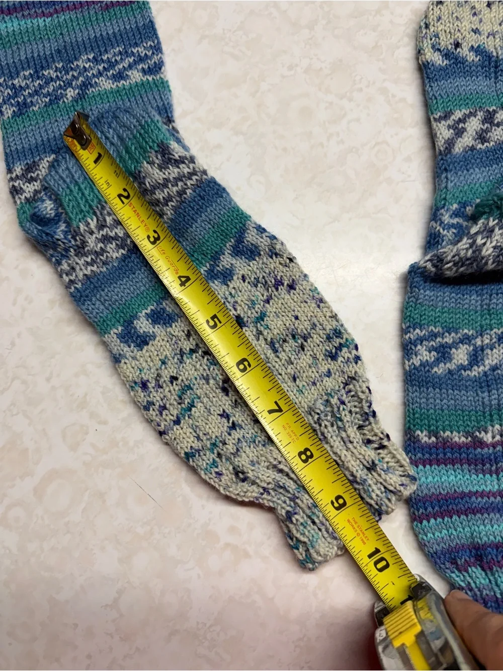 Hand Knit Merino Wool Blend Socks Women's M/L Fraternal OOAK Cozy Cabin
